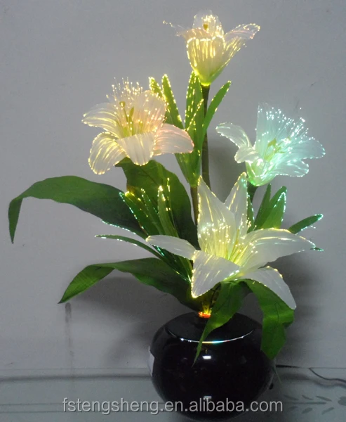 2021 Popular high quality simulation decorative flowers with led lights White Pink Lily with color change