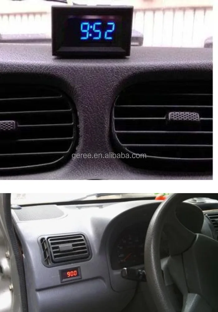 DC 12V 24V Car digital time clock Red Blue Green LED