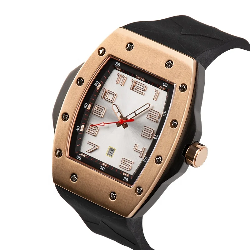 Latest design 3 atm water resistant quartz stainless steel watch strap silicone quartz watch for men wristwatch