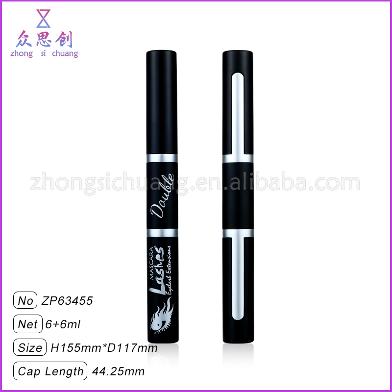 new design plastic round dual use 2 in 1 empty double sided mascara tube lipgloss tubes matte clear lip gloss tube with brush