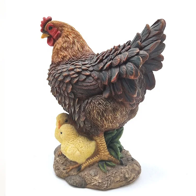 
Garden decor animal ornaments resin hen chicks figurines life size chicken statues 