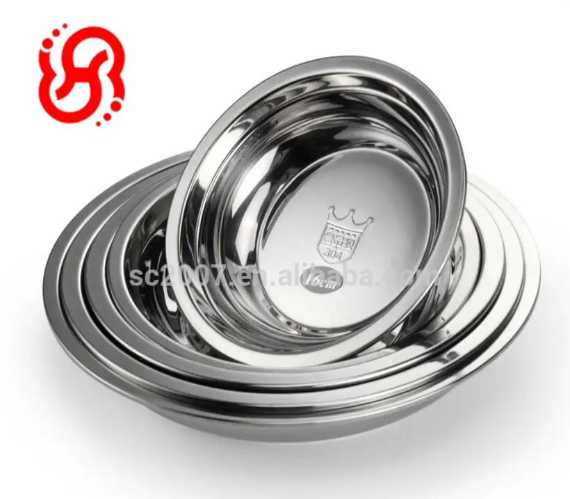18 10 Stainless Steel Korean plate Dish Dinnerware Cookware 16 - 26 CM diameter set