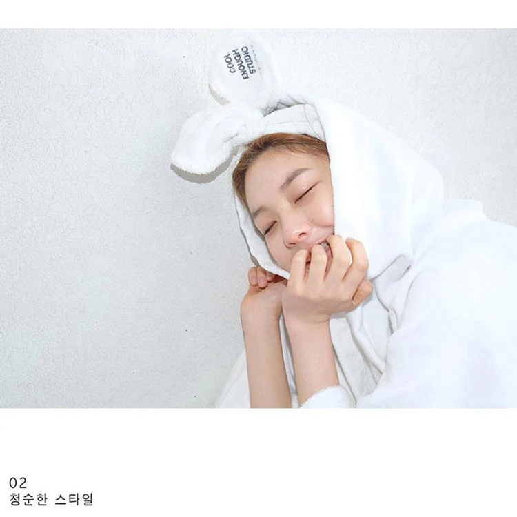 Wholesale Hair Accessories  Elegant Fashion Handmade Custom Logo Soft Velvet Plush Rabbit Bunny Ear Makeup Headband