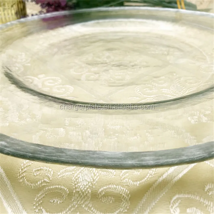 Glass Charger Plates Gold Silver Rim Xmas Events Wedding Decor 33CM Diameter Under Plates