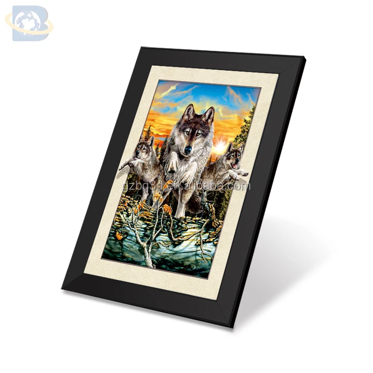 
3D Image of Wolf PET Lenticular 3D/5D pictures,3d painting for animals 