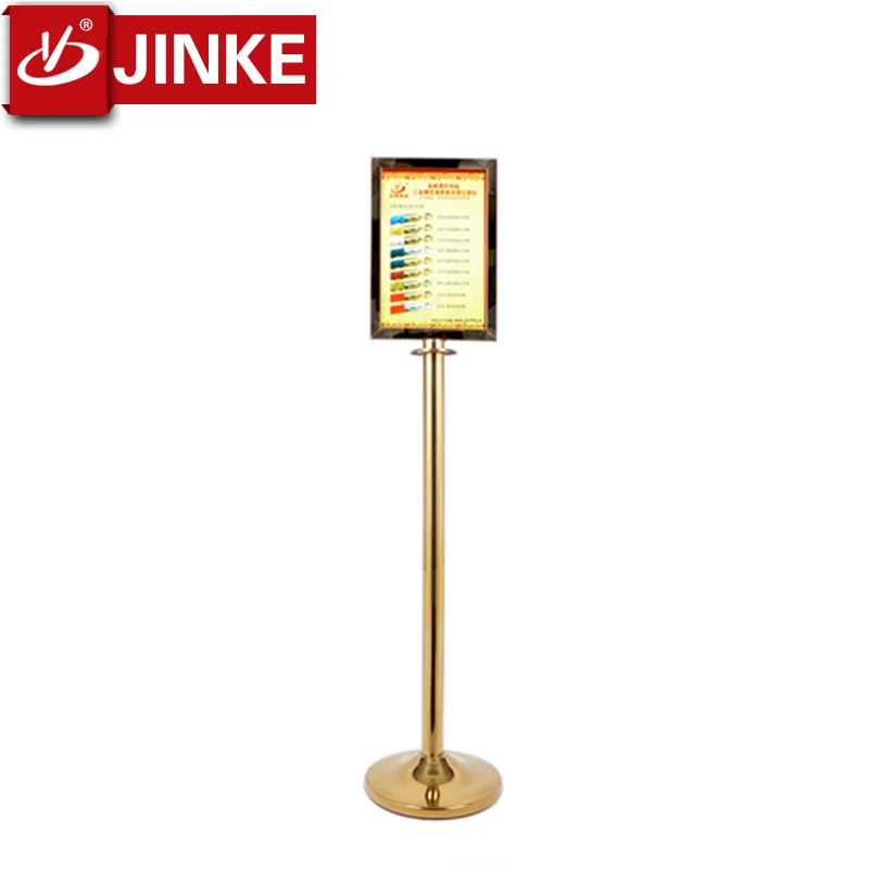 Queue Post Advertising Sign Holder Stand with Titanium Golden Finish/ Menu Display Pillar