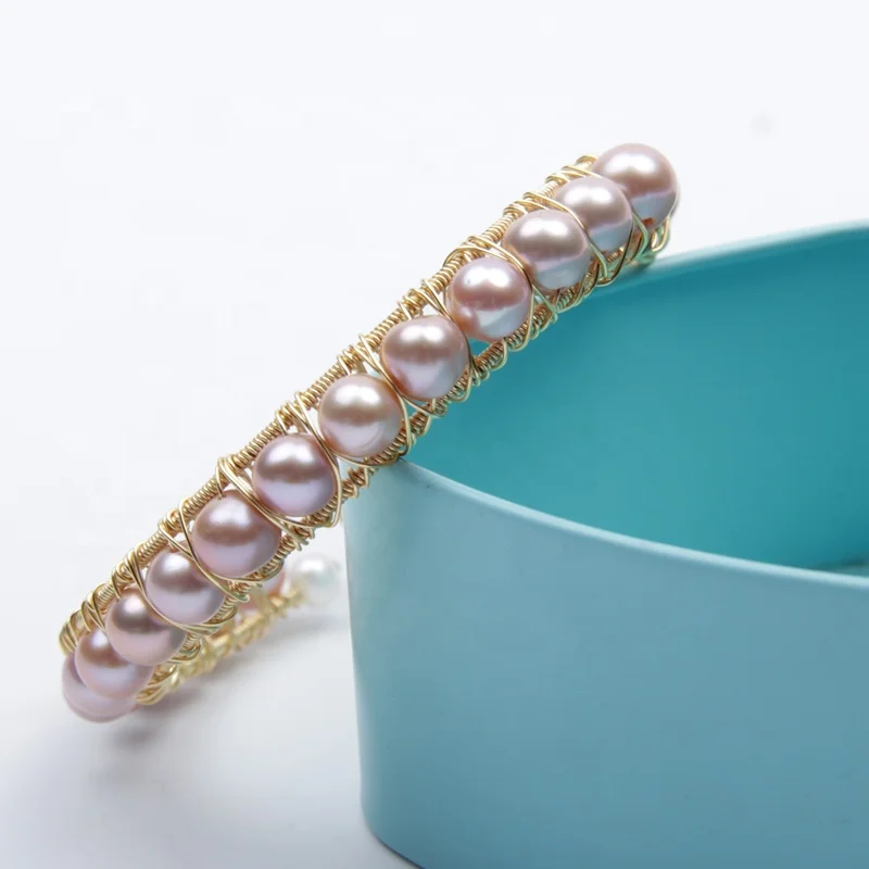 Handmade 7-8mm AAA near round fresh water genuine pearl stretch bracelet