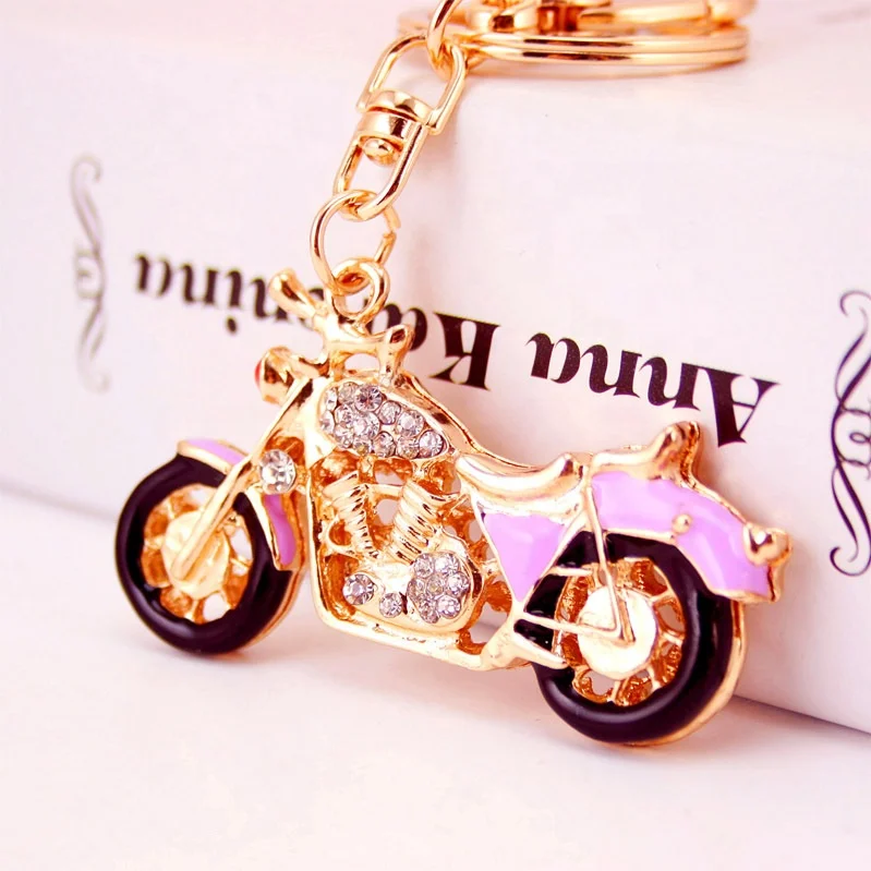 Individuality Chic Motorcycle Keyrings Keychains Enamel Crystal Key Chains Holder Rings For Car Best Gift
