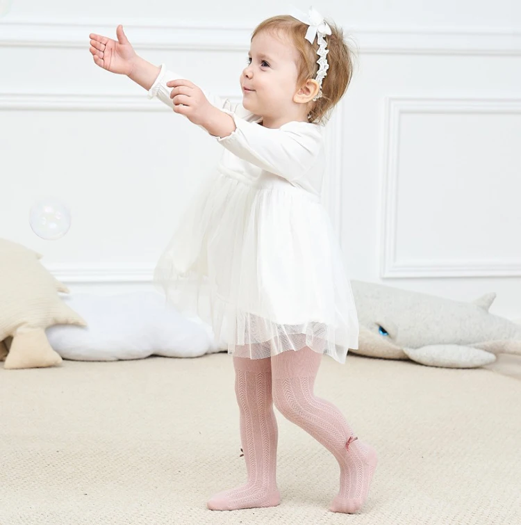  Оптовая продажа милые хлопковые детские колготки с бантом летние тонкие уютные