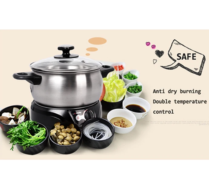 Electric stainless steel mini hot pot