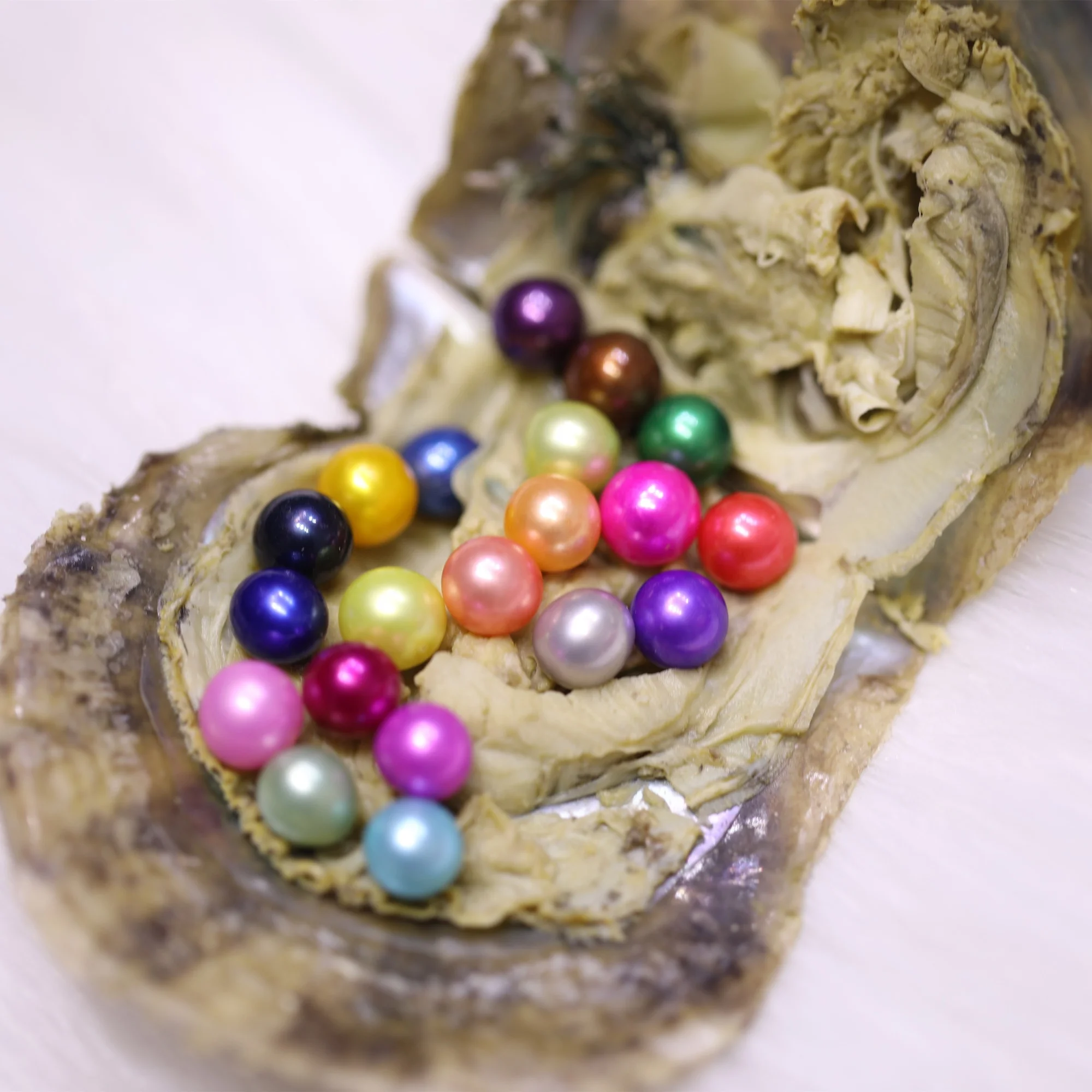 34 colors 20 pearls in 1 Akoya pearl oyster,7-8mm 3A grade round pearl,Freshwater Natural Pearl in akoya oysters Vacuum packing