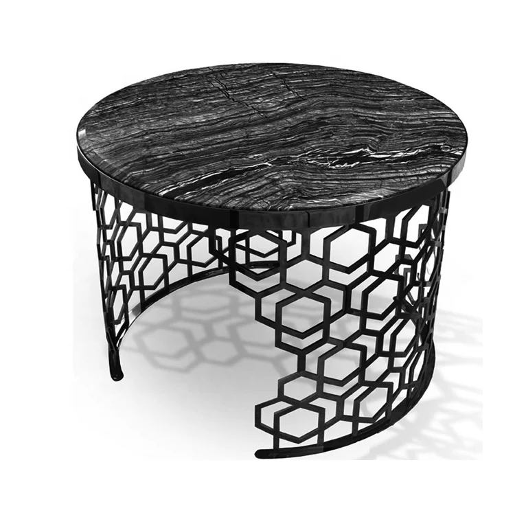 Rose gold champaign gold black Round mable top tea tables  stainless steel coffee table Italy style living room furniture