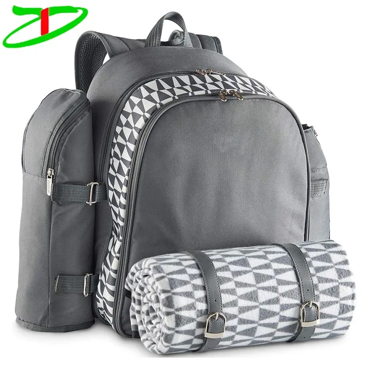 600D polyester camping picnic cooler outdoor insulated picnic bag backpack for 4 person
