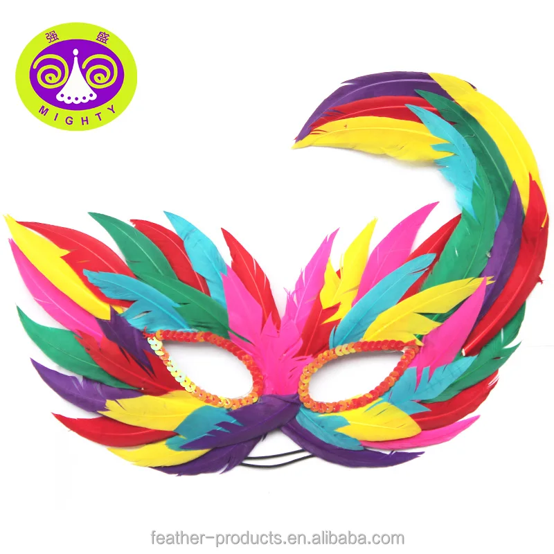 Drawing Colorful Peacock Mask Beautiful Cosplay Feather Mask