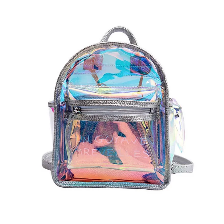 girls fashion laser handbag holographic clear pvc backpack  for wholesale
