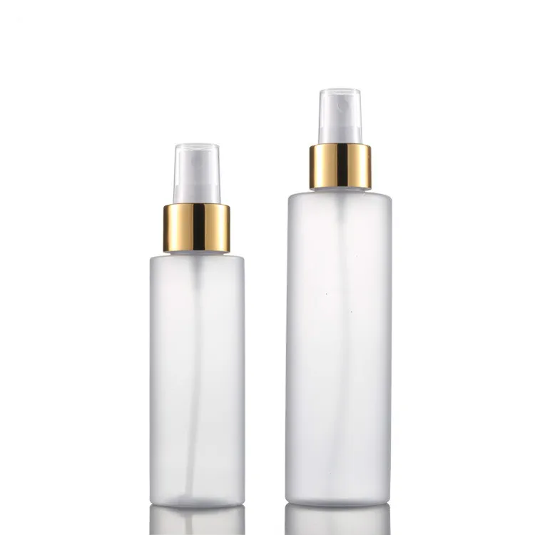 100ml frosted perfume spray bottle PET flat shoulder plastic lotion shampoo pump bottle 200ml