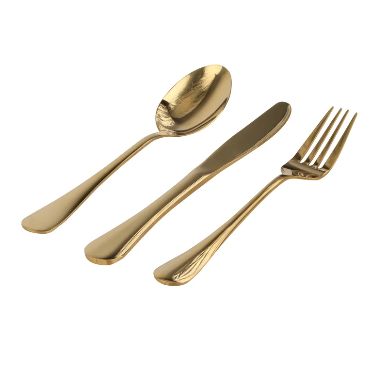 Supply retailer wholesale Bulk Golden Plated Stainless Steel Cutlery Set, Kitchen Fork Spoon Knife Cutlery Wedding tableware