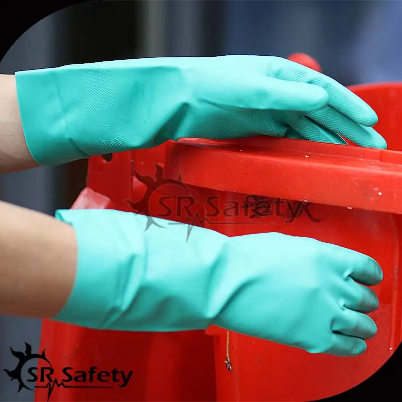  SRSAFETY химическая промышленность более длинные нитриловые перчатки для удержания