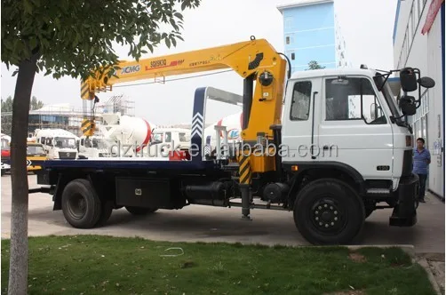 Dongfeng 8ton flat bed tow truck, tow truck with crane