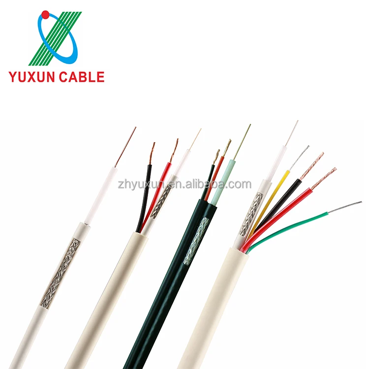 Yuxun черный/белый видеонаблюдения коаксиальный кабель заводская цена RG59 с 2 кабеля питания