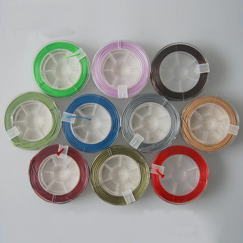LONGJIE 12 colors 1mm  multicolor round polyester Korea wax cord for jewelry making