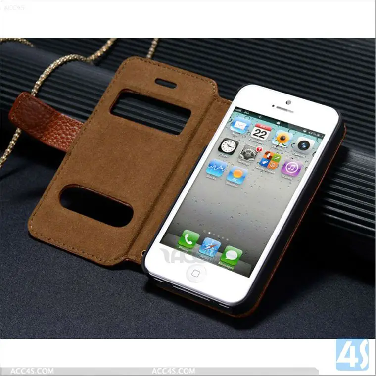 Футляр из натуральной кожи с Window дизайн для iPhone 5 P-IPH5CASE129