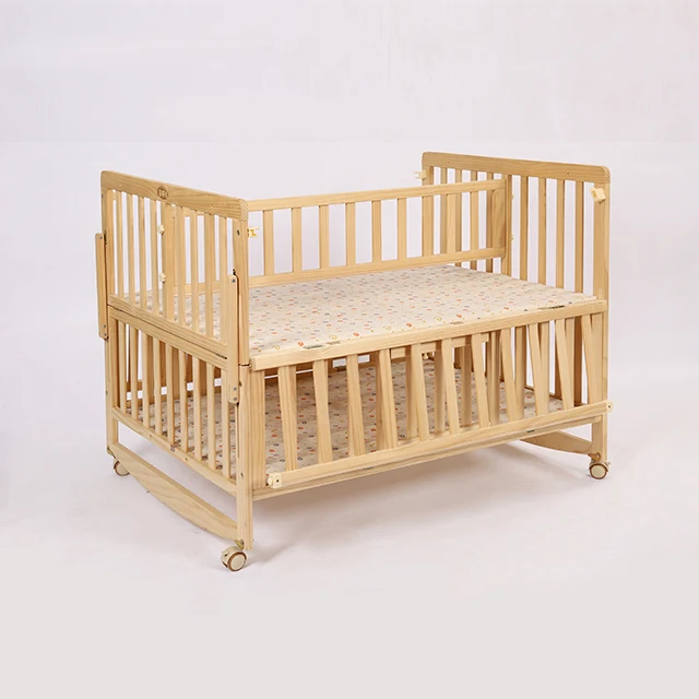 Twin cot bed /solid wood no paint large size multifunction cradle bed widened twin baby crib bed