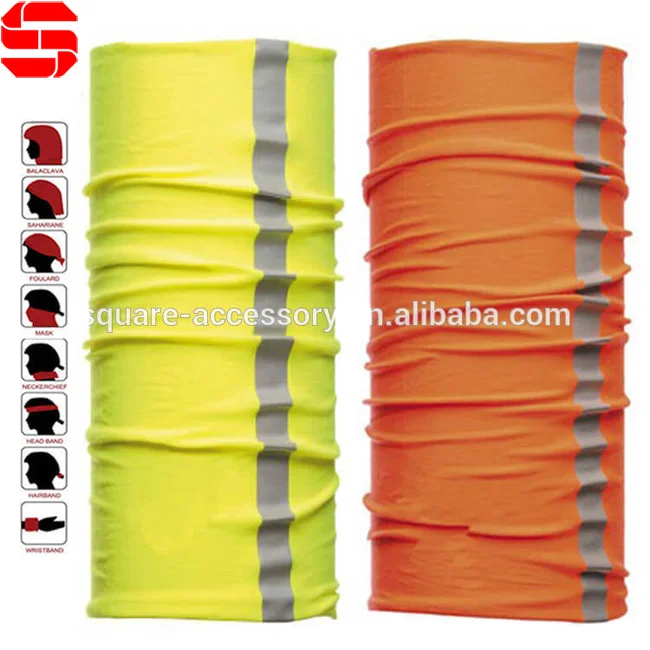 Wholesale Multifunctional Seamless Tube Magic Neck Tube Scarf Custom Neon Yellow Headwear Tubular Bandana Reflective Neck Gaiter