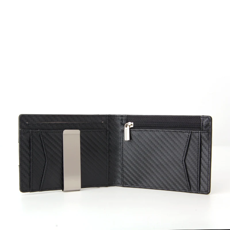 RFID Blocking Pu Leather Money Clip Promotional Wallet Carbon Fiber Pu Leather