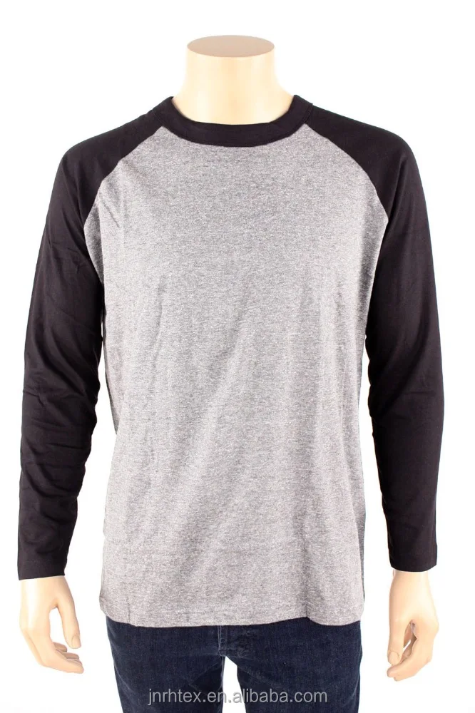 Wholesale 100% Cotton Long Sleeve Baseball T-Shirt Raglan Tee Men