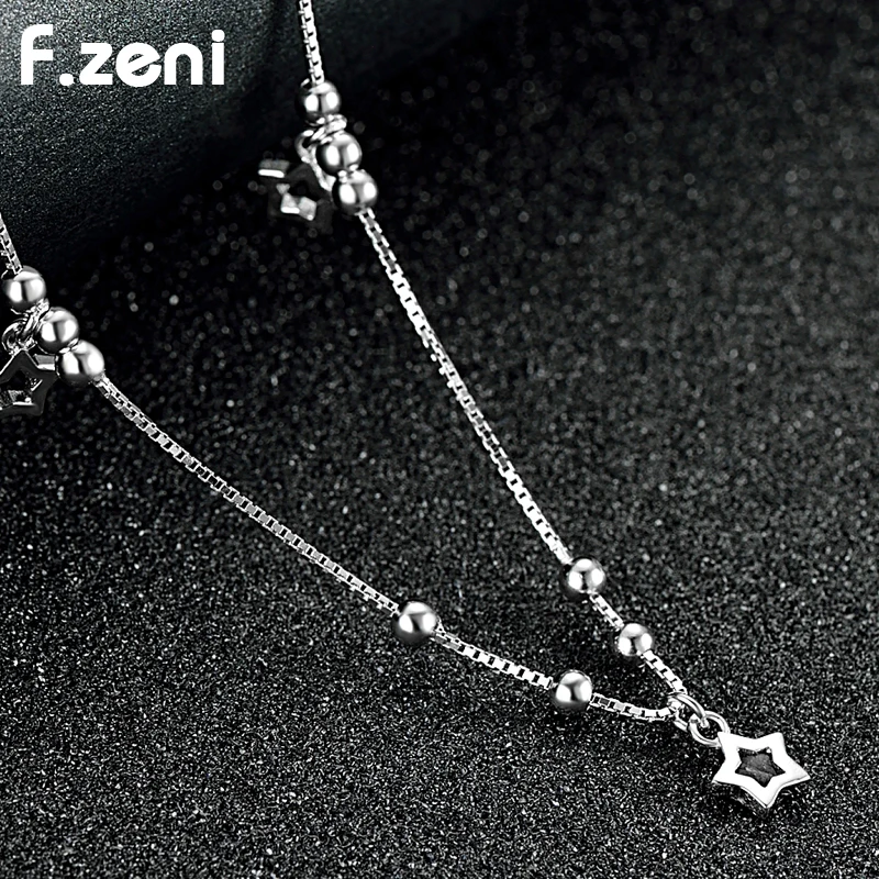Adjustable Dainty 925 Sterling Silver Body Jewelry Round Beads Lucky Star Foot Chain Beach Anklet Custom