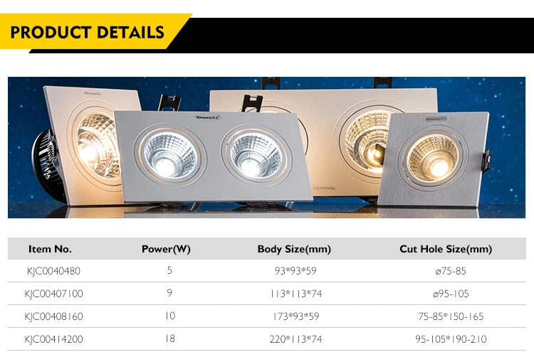 double heads square 2*7w COB led downlight