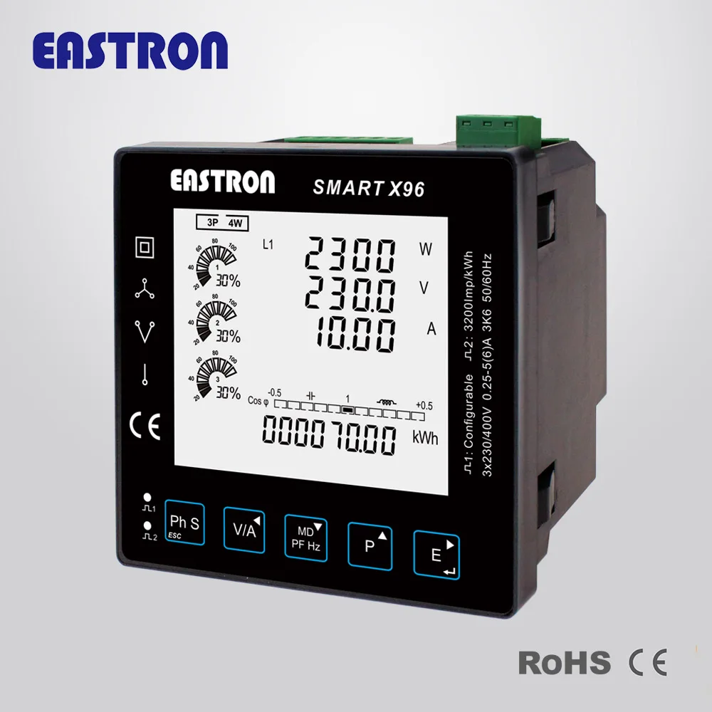 3 phase Multi-function Panel Meter with RS485 Modbus, kWh,kVarh,kW,kVar,kVA,P,PF,Hz,dmd,V,A,THD