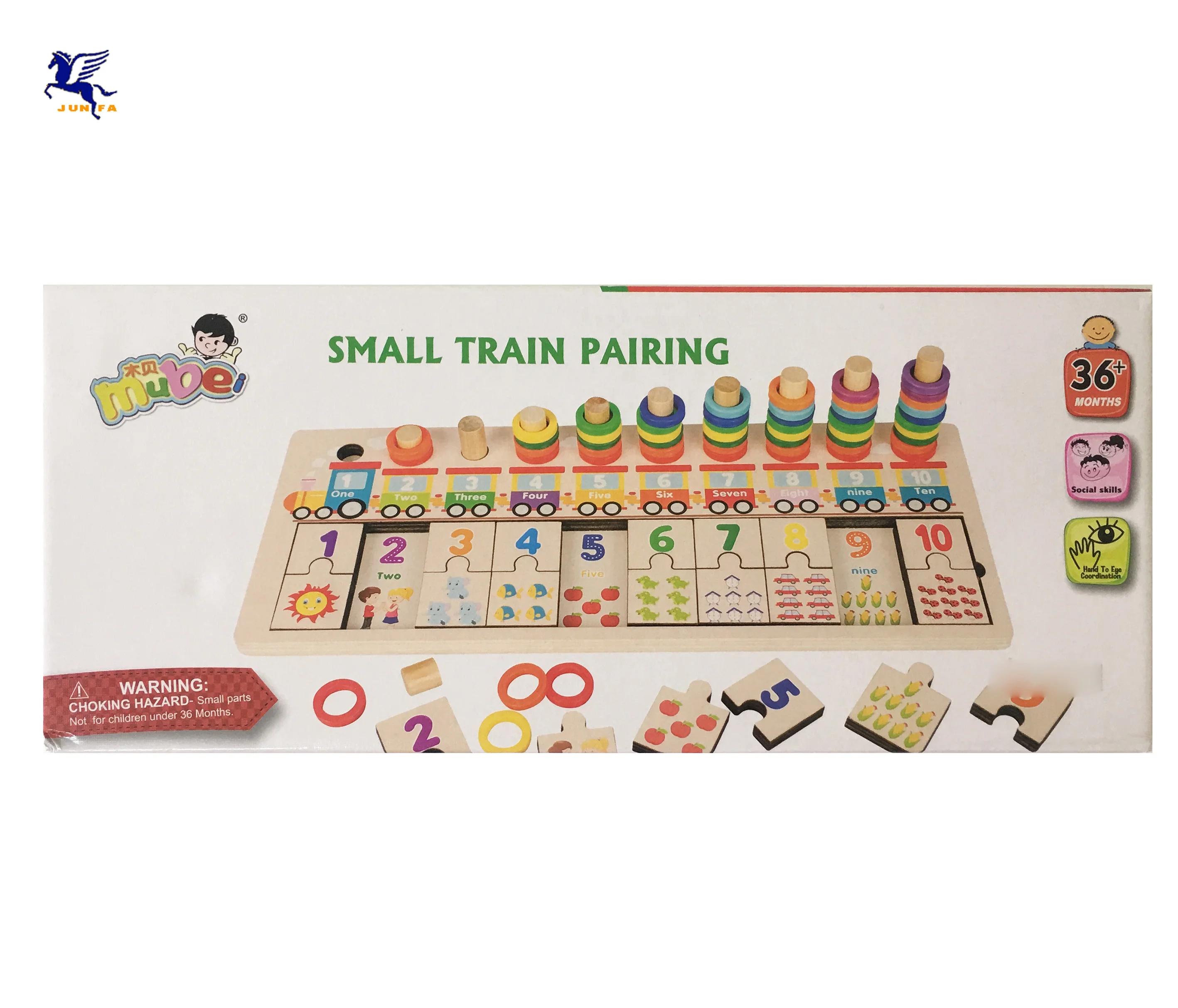 
children educational wooden blocks small train pairing preschool montessori materials 