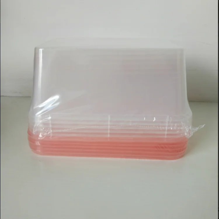 6pcs shrink wrapping packaging 1000ml plastic food container with red lid