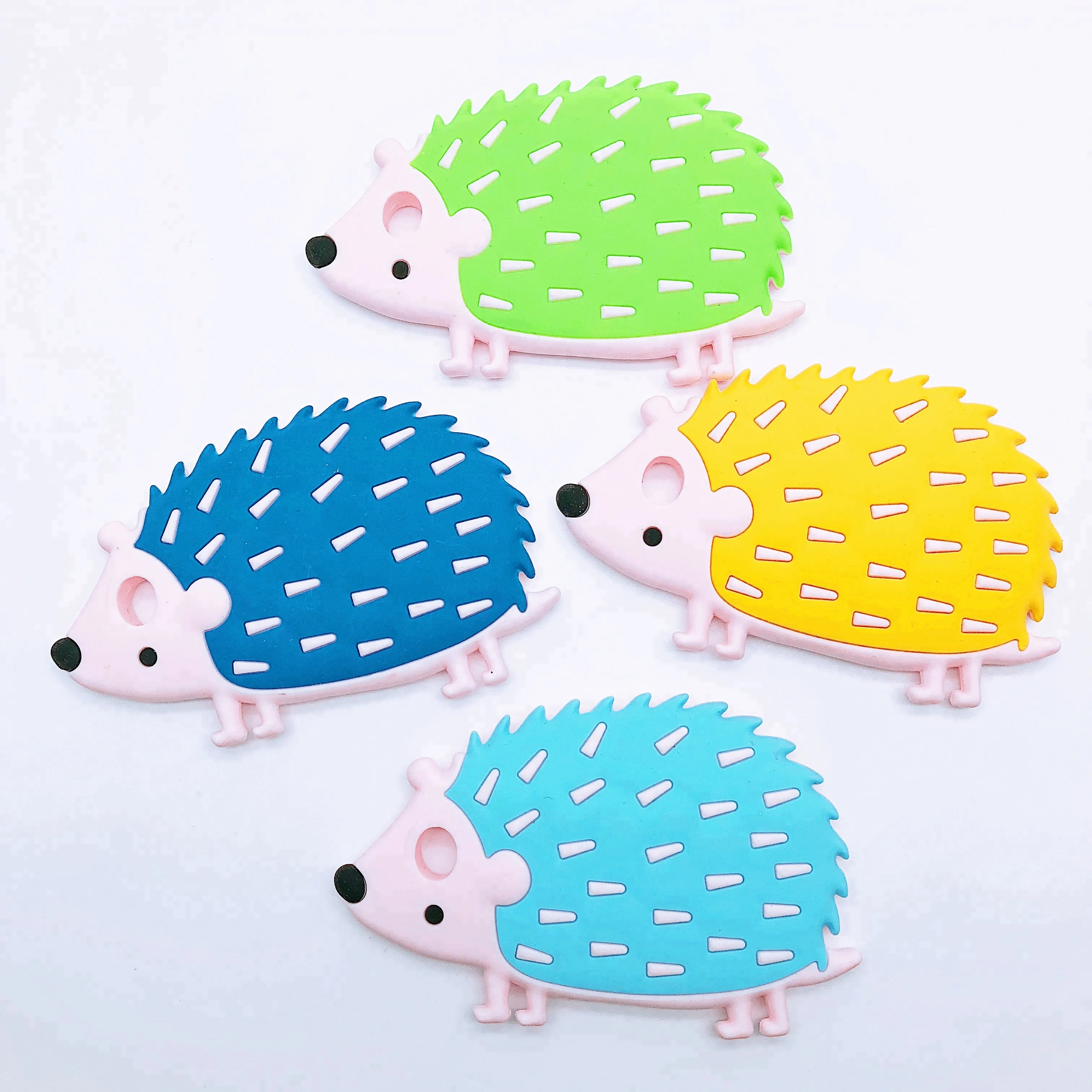 Original New Design Hedgehog Teether Soft Silicone Teething Baby Toy With Silicone Beads Pacifier Clip