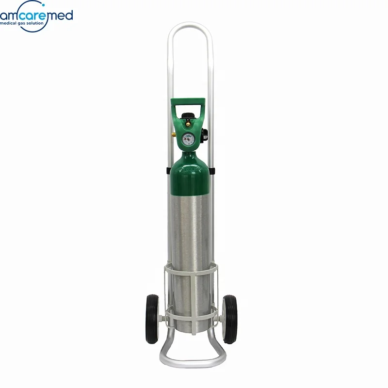 Aluminum Medical Oxygen Bottle Cart Gas Cylinder Trolley For Hospital