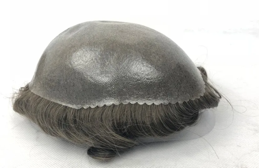 
natural looking ultra thin skin V-loop human hair prosthesis for men 