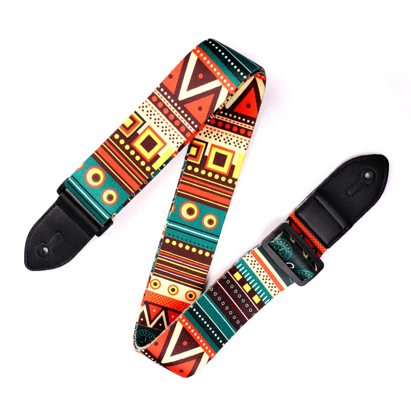 Wholesale High Quality Ethical Polyester Acoustic Custom Guitar Strap with PU Leather End