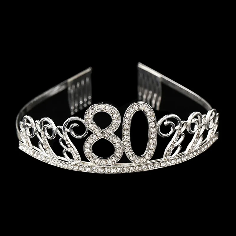 2018 new 21st bride crown fashion crystal pink queen birthday crown 20th 40th 50th 60th 70th 80th