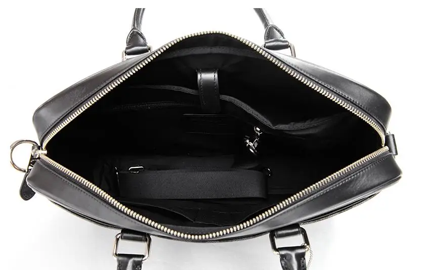 Large-capacity Custom Black Leather Briefcase For Men
