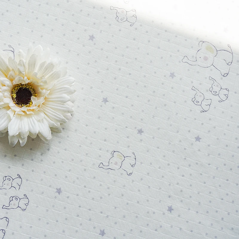 Modern design soft hand feel elephant print patterned cotton muslin voile fabric