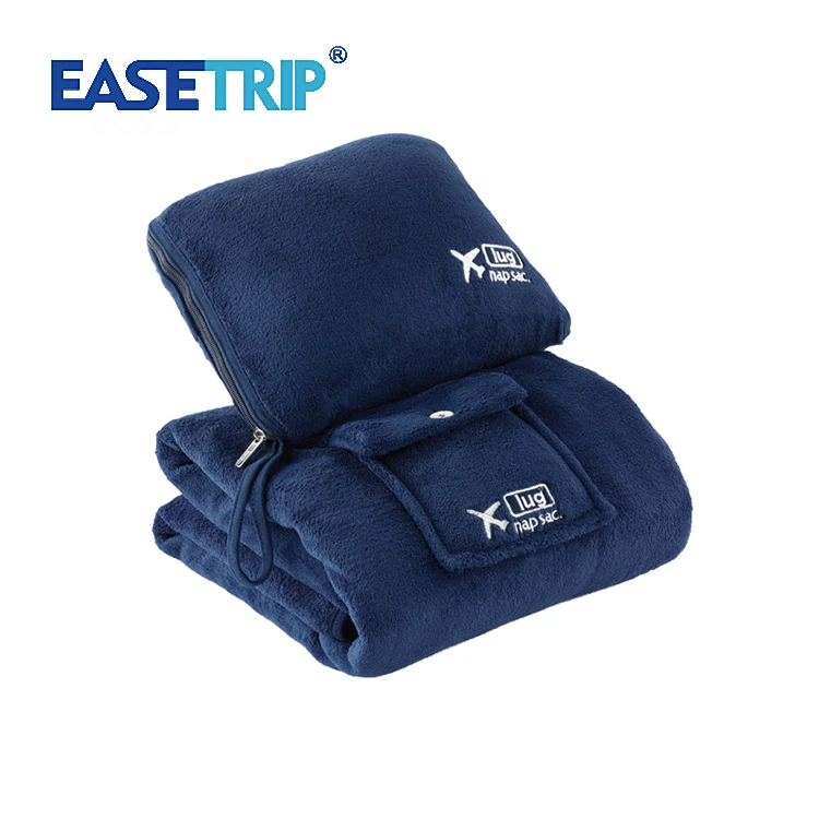 Hot Sale New China Supplier 2 in 1 Pillow Blanket Factory Airplane Travel Blanket In Pouch