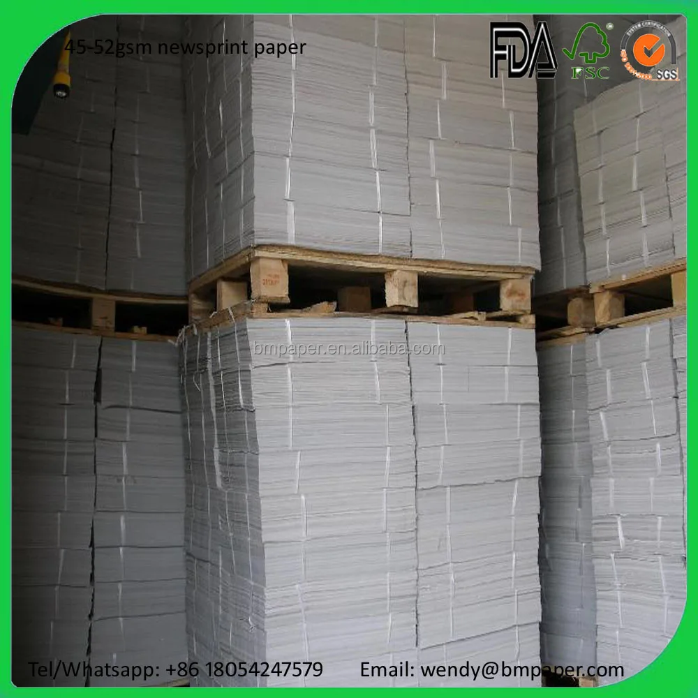 
45-55gsm Newsprint paper high brightness newsprint paper for wrapping and printing 