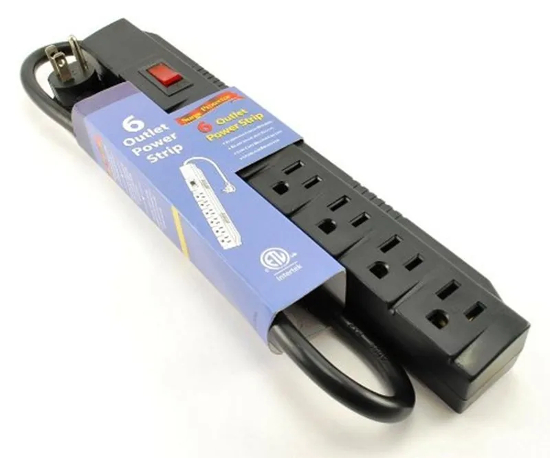 American Standard 6 Outlet Black Power Strip