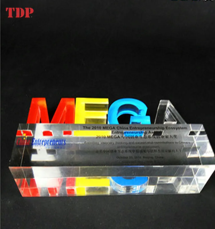 
Shenzhen Factory Clear Letter Shape Printed Acrylic Resin Trophy 