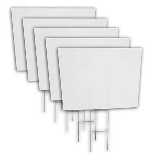 Blank Yard Signs 18x24 with H-stakes for Garage Sale Signs, Rent, Open House, Now Hiring, or Political Lawn Sig