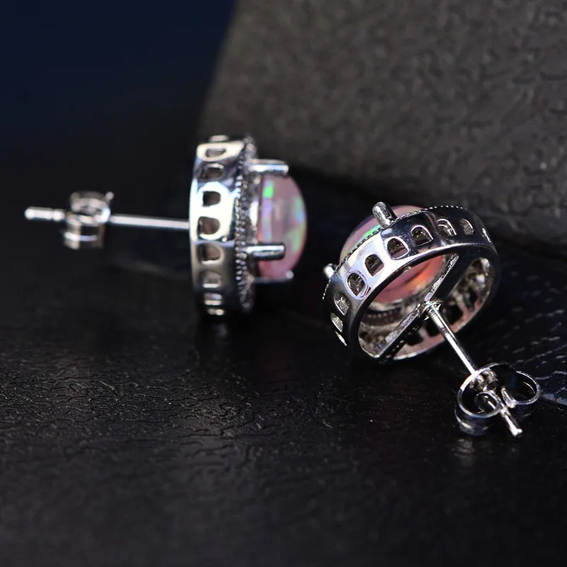 Australian Opal Jewelry S925/Brass Stud Earrings Round Cut Multi Color