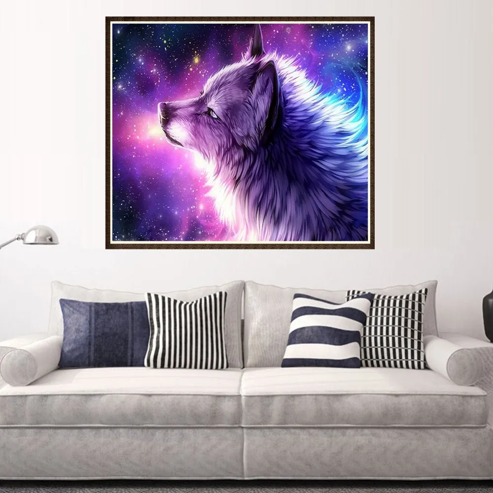 2017 new abstract wolf 3D picture diamond painting