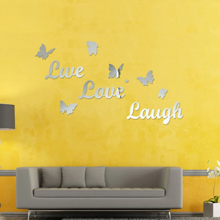 eco friendly custom design self adhesive vinyl mirror stickers to decorate mirror